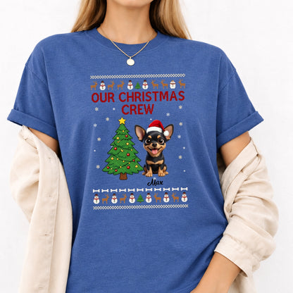 Custom Dogs Christmas T-Shirt, Our Christmas Crew Personalized Holiday Gift for Dog Lovers FSDM92
