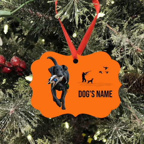 Black Labrador Retriever Hunting Dog Custom Name Medallion Aluminum Ornament - Dog Christmas ornament FSD4342