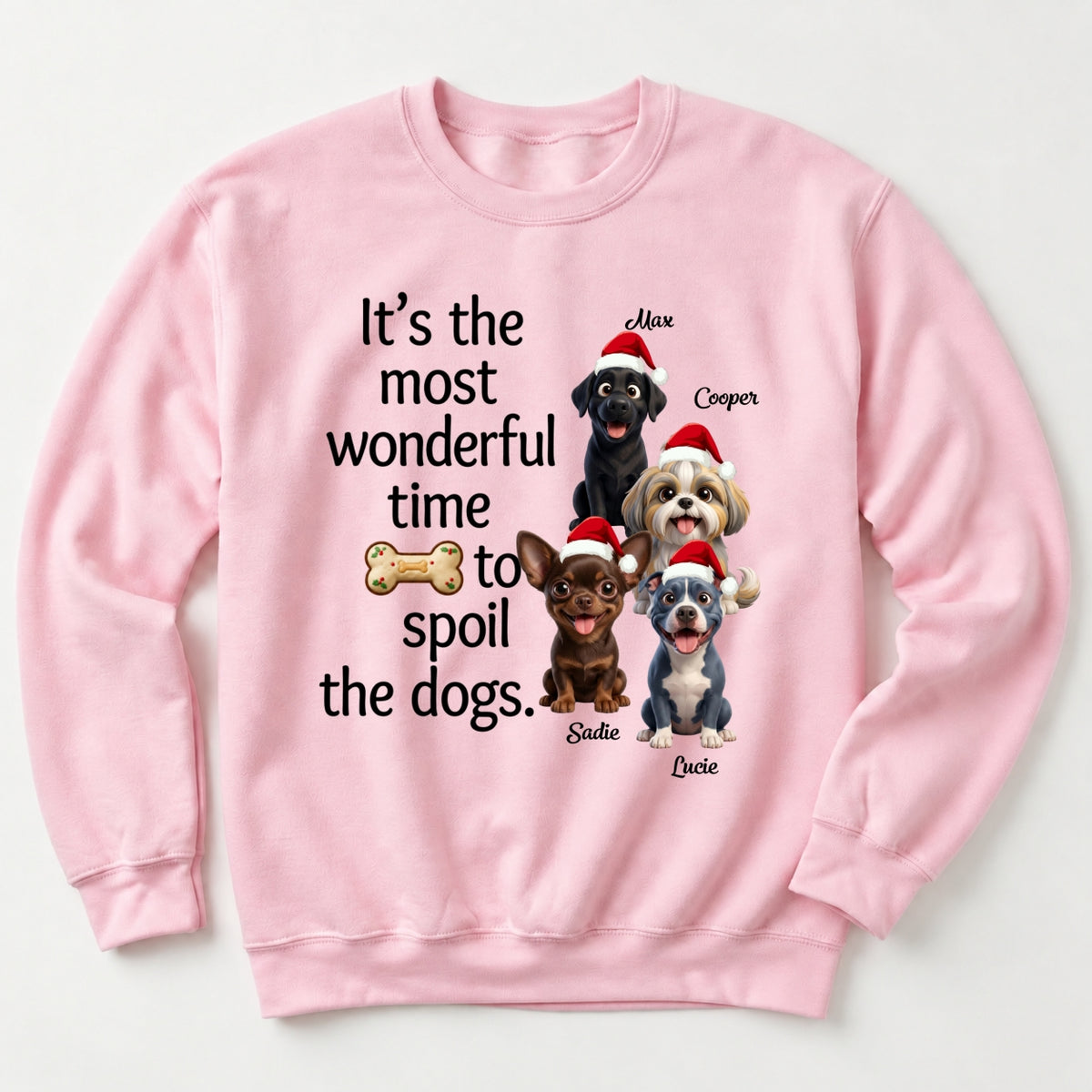 Custom Personalized Multi-Dogs Christmas Sweatshirt, It's The Most Wonderful Time To Spoil The Dogs FSDM129