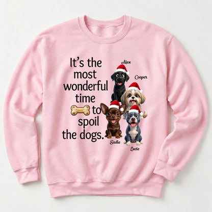 Custom Personalized Multi-Dogs Christmas Sweatshirt, It's The Most Wonderful Time To Spoil The Dogs FSDM129