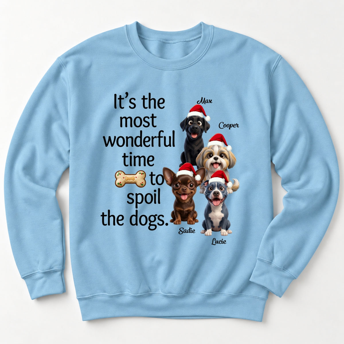 Custom Personalized Multi-Dogs Christmas Sweatshirt, It's The Most Wonderful Time To Spoil The Dogs FSDM129