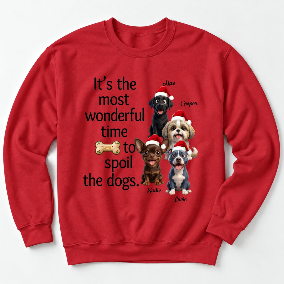 Custom Personalized Multi-Dogs Christmas Sweatshirt, It's The Most Wonderful Time To Spoil The Dogs FSDM129