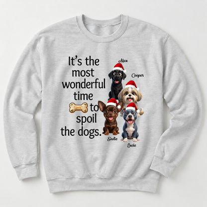 Custom Personalized Multi-Dogs Christmas Sweatshirt, It's The Most Wonderful Time To Spoil The Dogs FSDM129