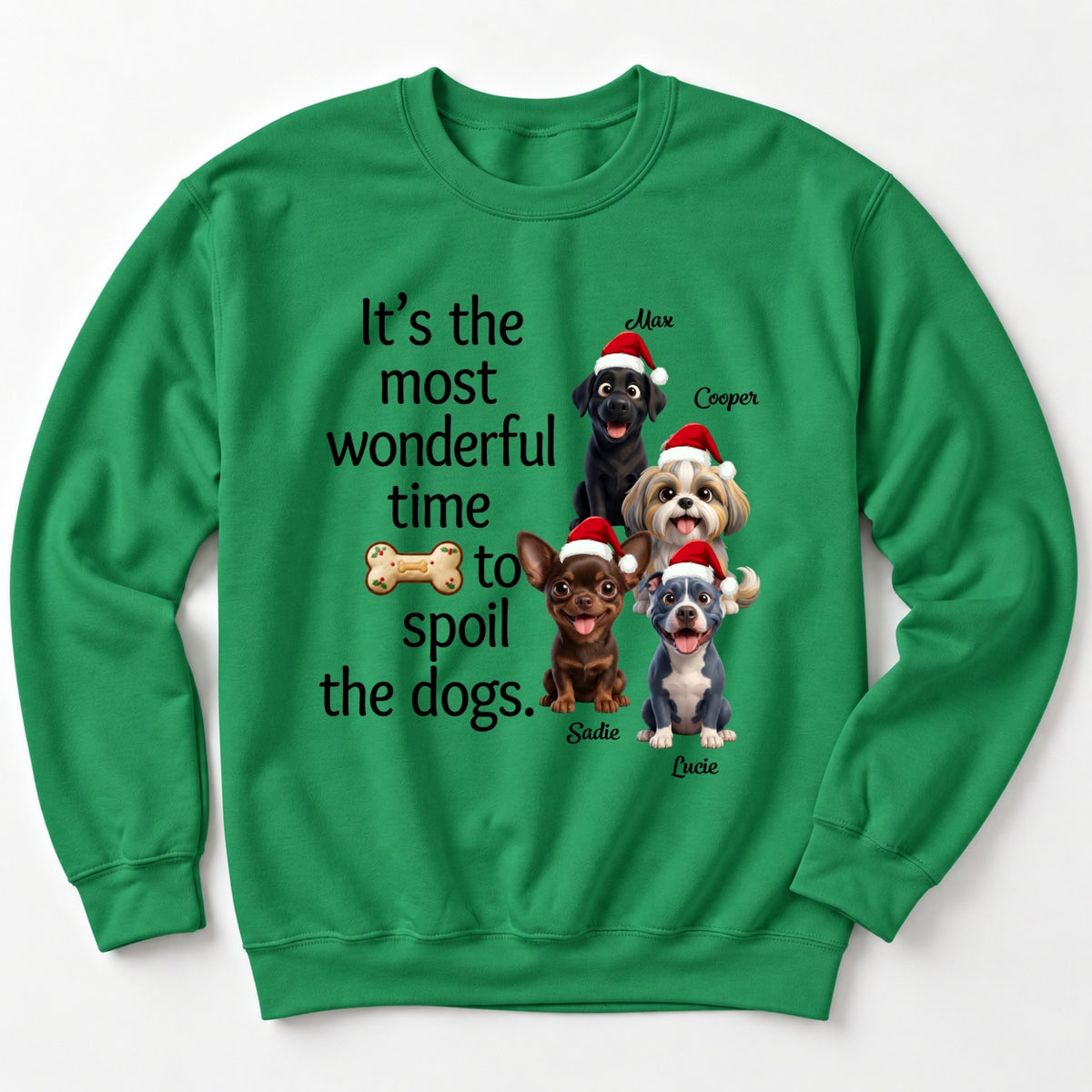Custom Personalized Multi-Dogs Christmas Sweatshirt, It's The Most Wonderful Time To Spoil The Dogs FSDM129