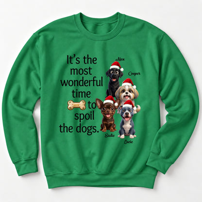 Custom Personalized Multi-Dogs Christmas Sweatshirt, It's The Most Wonderful Time To Spoil The Dogs FSDM129