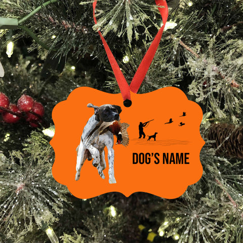 English Pointer Hunting Dog Custom Name Medallion Aluminum Ornament - Dog Christmas ornament FSD4358