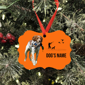 Brittany Hunting Dog Custom Name Medallion Aluminum Ornament - Dog Christmas ornament FSD4360