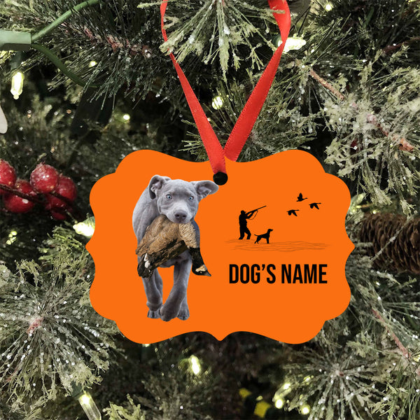 Silver Labrador Retriever Hunting Dog Custom Name Medallion Aluminum Ornament - Dog Christmas ornament FSD4351