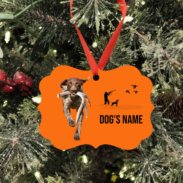 German Shorthaired Pointer Hunting Dog Custom Name Medallion Aluminum Ornament - Dog Christmas ornament FSD4343