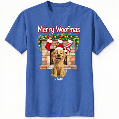 Custom Dogs Christmas T-Shirt, Merry Woofmas Personalized Pet Holiday Gift FSDM83