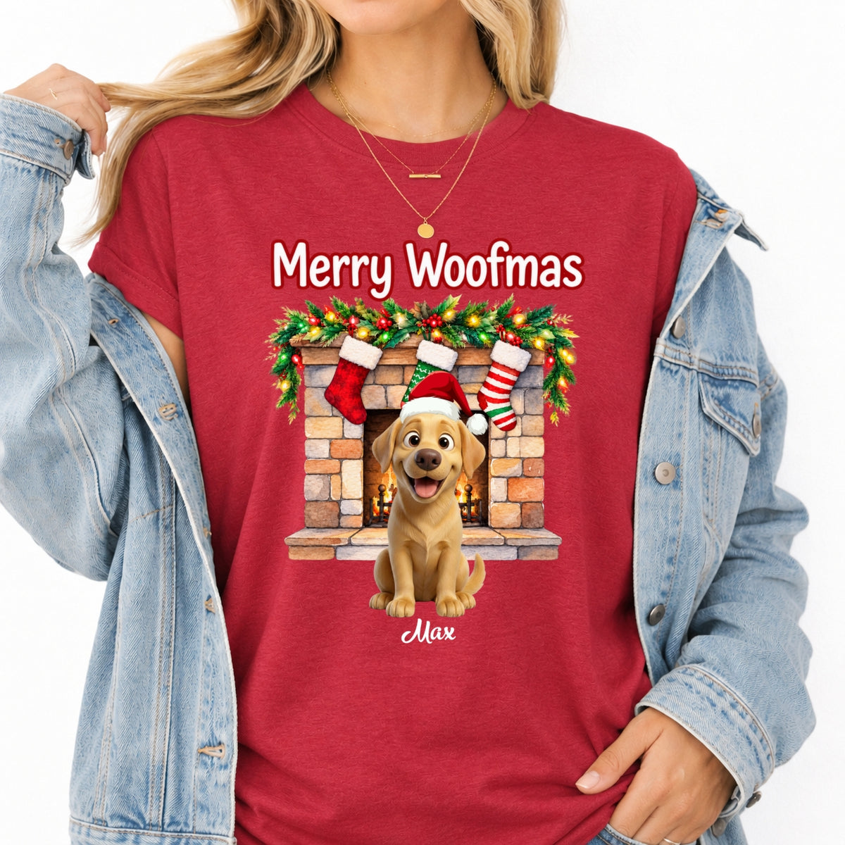 Custom Dogs Christmas T-Shirt, Merry Woofmas Personalized Pet Holiday Gift FSDM83