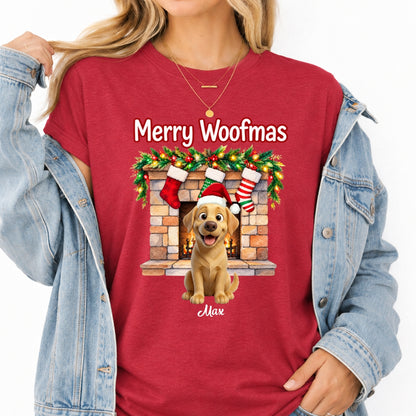 Custom Dogs Christmas T-Shirt, Merry Woofmas Personalized Pet Holiday Gift FSDM83
