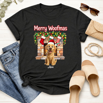 Custom Dogs Christmas T-Shirt, Merry Woofmas Personalized Pet Holiday Gift FSDM83