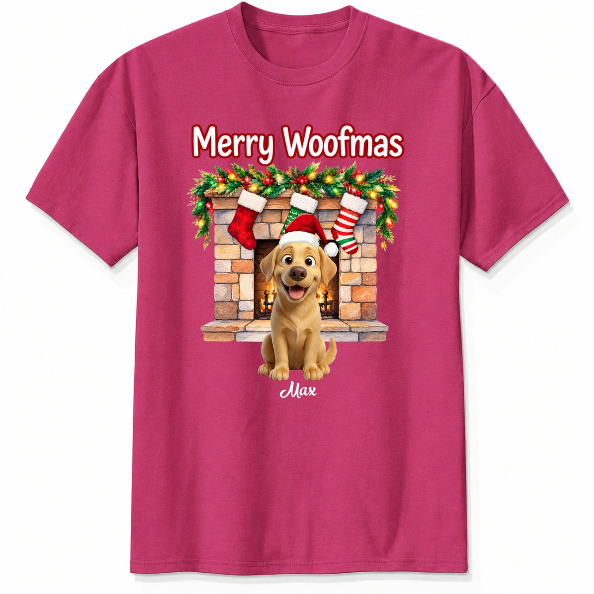 Custom Dogs Christmas T-Shirt, Merry Woofmas Personalized Pet Holiday Gift FSDM83