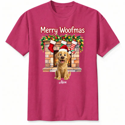 Custom Dogs Christmas T-Shirt, Merry Woofmas Personalized Pet Holiday Gift FSDM83