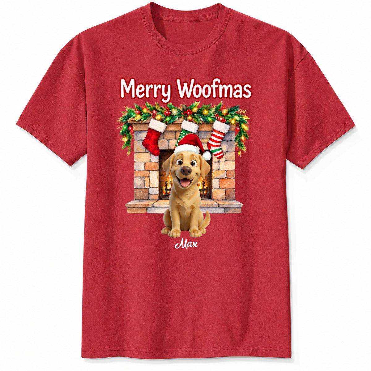 Custom Dogs Christmas T-Shirt, Merry Woofmas Personalized Pet Holiday Gift FSDM83