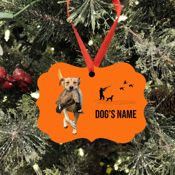 Yellow Labrador Retriever Hunting Dog Custom Name Medallion Aluminum Ornament - Dog Christmas ornament FSD4345