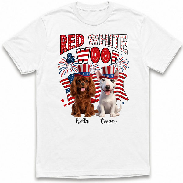 Red White and Woof Patriotic Custom Dogs 4th of July Unisex T-shirt FSDM14