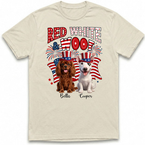 Red White and Woof Patriotic Custom Dogs 4th of July Unisex T-shirt FSDM14