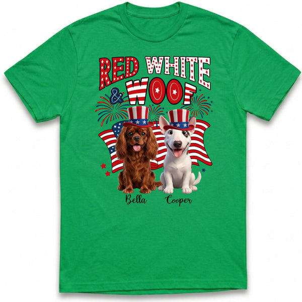 Red White and Woof Patriotic Custom Dogs 4th of July Unisex T-shirt FSDM14
