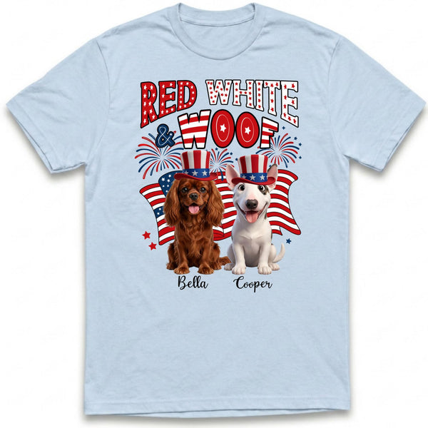 Red White and Woof Patriotic Custom Dogs 4th of July Unisex T-shirt FSDM14