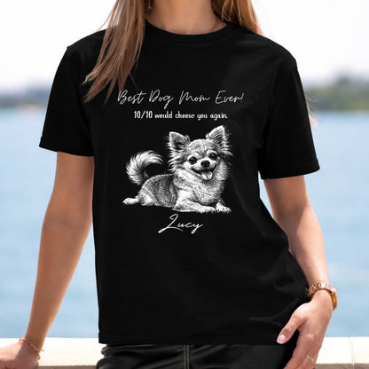 Best Dog Mom Ever Custom Dog T-shirt, Funny Mothers Day Gift for Dog Mom FSD4805