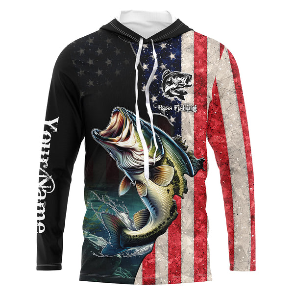 Custom Bass Fishing US flag Long Sleeve Fishing Shirts, Fishing jersey Gifts for men, women, kids TTN15