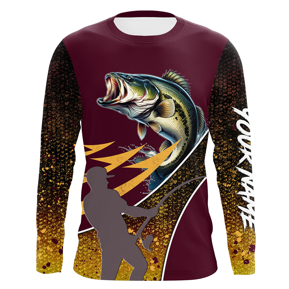 Bass Fishing Jerseys Bass Fisherman Performance Custom Name Fishing UV Shirts TTN04