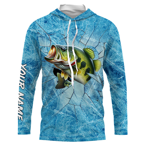 Ice fishing for bass fish winter camo clothing Custom name UV protection performance fishing shirt TTN35