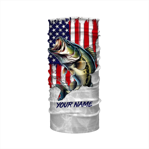 Bass Fishing American Flag Custom UV Protection Shirts, Bass Fishing Jerseys, Gift For Fisherman TTN124