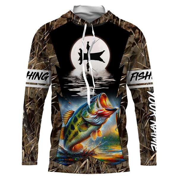 Bass Fishing Fisherman in boat Custom Name 3D Tournament Fishing Shirts UV Protection TTN87