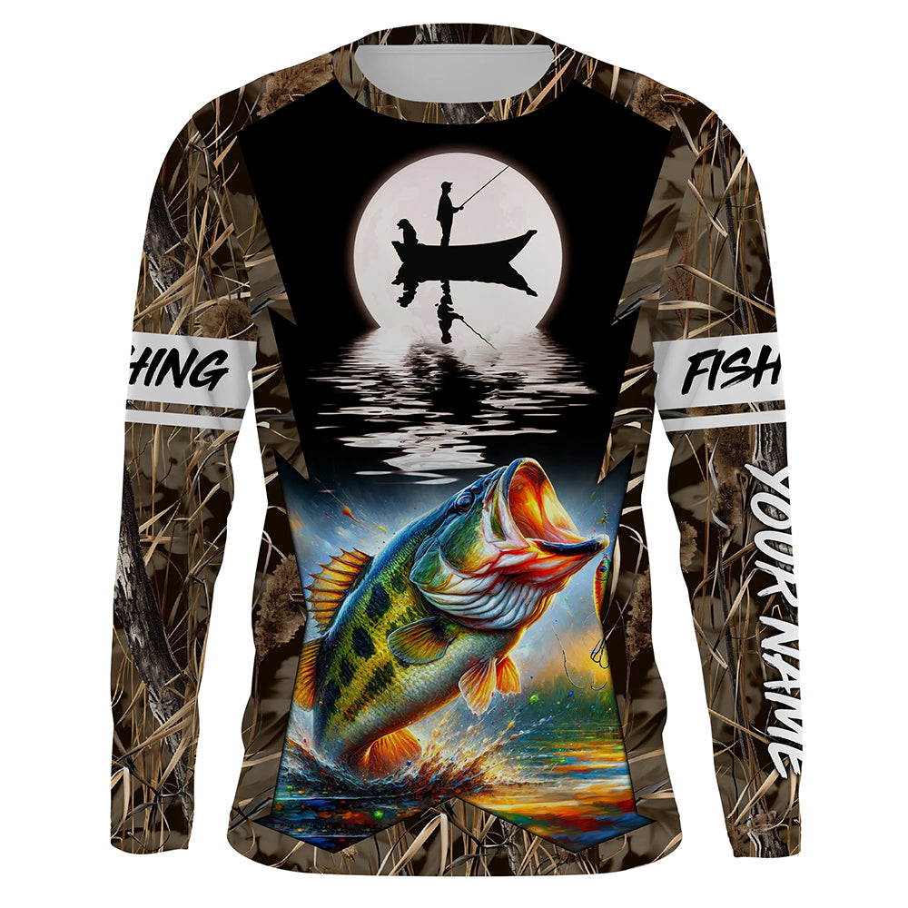 Bass Fishing Fisherman in boat Custom Name 3D Tournament Fishing Shirt –  Myfihu