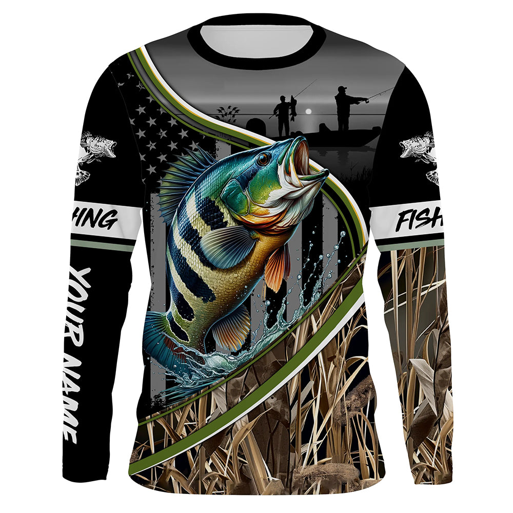 Peacock Bass Custom name Long Sleeve tournament Fishing jerseys Shirts for Fisherman TTN46