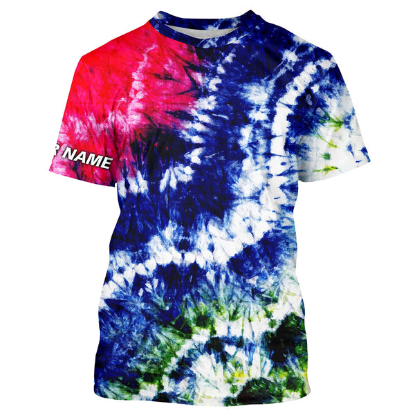 Colorful Wave Tie-Dye Pattern, Performance Long sleeve UV Protection Fishing Shirt, Gift For Fisherman TTN125