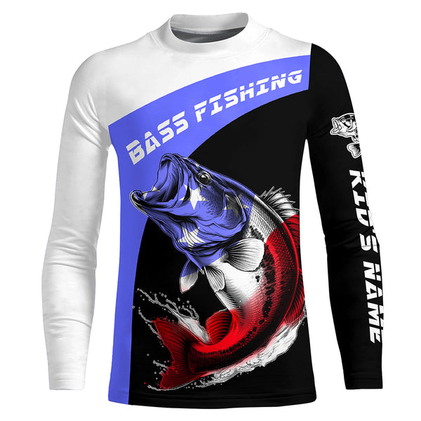 Bass Fishing American Flag Custom Name 3D shirt, Patriotic Bass Fishing jerseys for fisherman TTN48