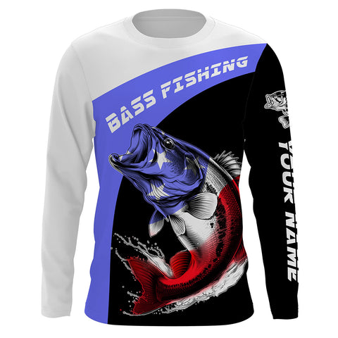 Bass Fishing American Flag Custom Name 3D shirt, Patriotic Bass Fishing jerseys for fisherman TTN48