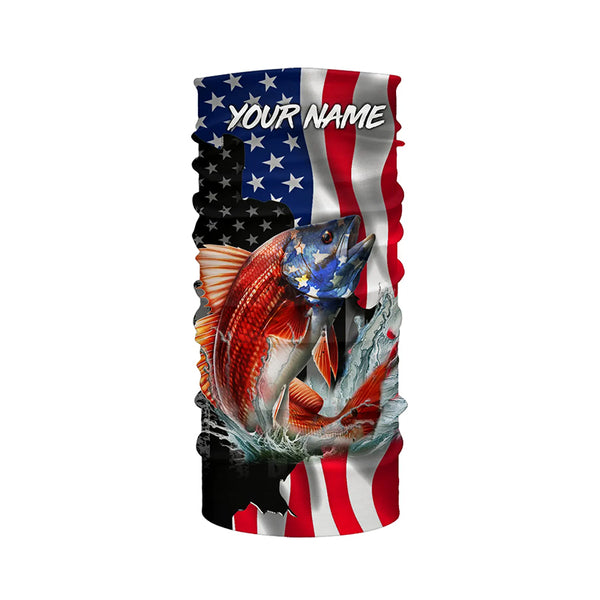 Custom Redfish Puppy Drum American Flag Long Sleeve Fishing Shirts, Patriotic Fishing Gifts TTV140