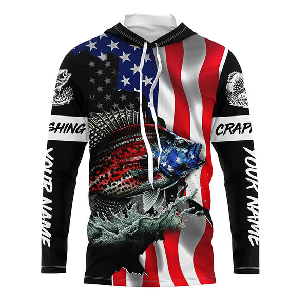 Crappie fishing  American flag Custom UV protection performance long sleeve fishing jerseys TTV141