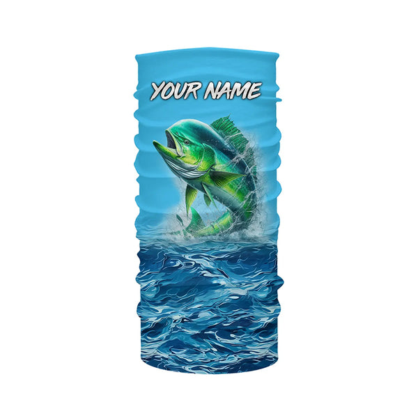 Mahi mahi fishing blue sea wave water camo Custom Name performance long sleeve fishing shirts TTV96