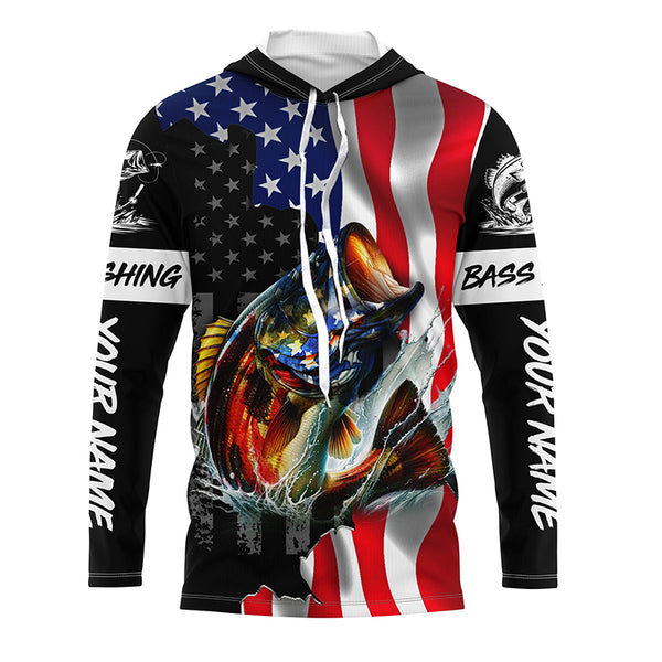 American Flag Bass Fishing Custom long sleeve Fishing Shirts for men, Bass Fishing jerseys TTV63