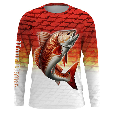 Redfish Puppy Drum Custom Long Sleeve Performance Fishing Shirts, Redfish Fishing Jerseys TTV82