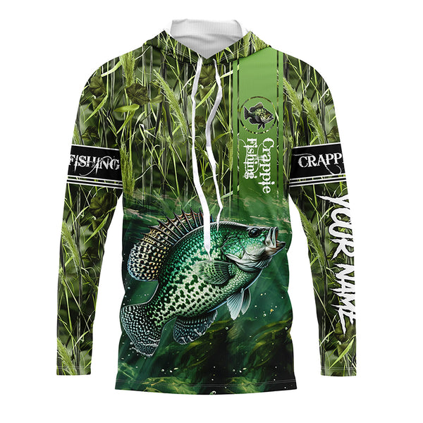 Crappie Fishing Camo Long Sleeve Fishing Shirts, Custom Crappie Tournament Fishing Jerseys TTV29