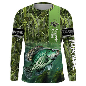 Crappie Fishing Camo Long Sleeve Fishing Shirts, Custom Crappie Tournament Fishing Jerseys TTV29