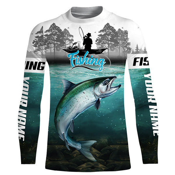 Chinook Salmon Fishing Custom Long Sleeve performance Fishing Shirts, Salmon Fishing jerseys TTV77