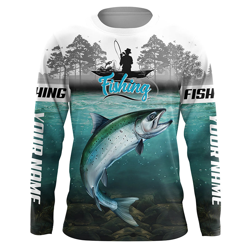 Chinook Salmon Fishing Custom Long Sleeve performance Fishing Shirts, Salmon Fishing jerseys TTV77