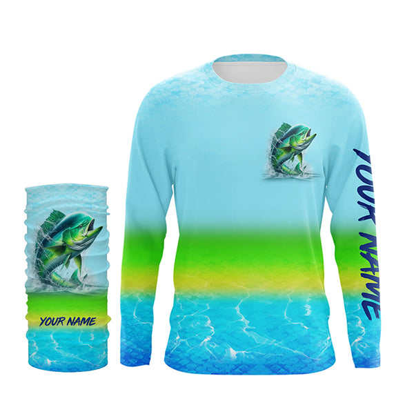 Mahi mahi (Dorado) Fishing Customize Name UV protection quick dry fishing shirts TTV47