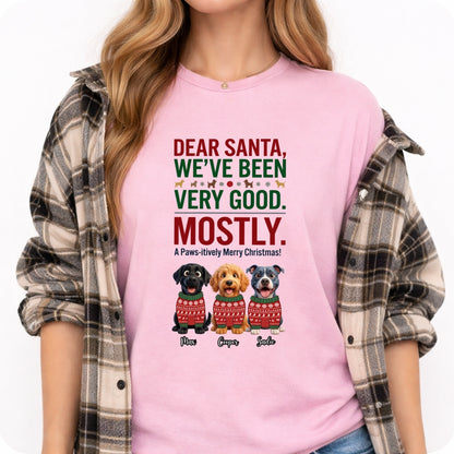  Dear Santa We've Been Very Good Mostly Funny Custom Dogs Christmas T-Shirt Personalized Holiday Gift FSDM88