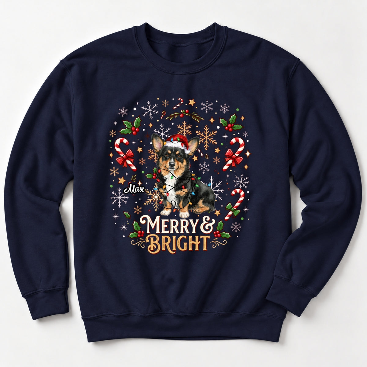 Custom Personalized Dogs Christmas Unisex Standard Sweatshirt, Merry And Bright Holiday Gift FSDM111