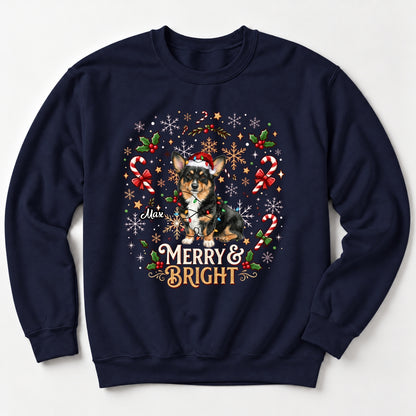 Custom Personalized Dogs Christmas Unisex Standard Sweatshirt, Merry And Bright Holiday Gift FSDM111