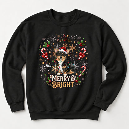Custom Personalized Dogs Christmas Unisex Standard Sweatshirt, Merry And Bright Holiday Gift FSDM111
